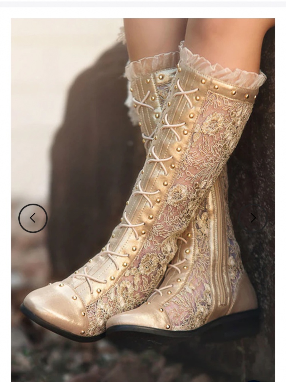 Gramercy Gold Lace Boot Sz 3-4 - Picture 1 of 8